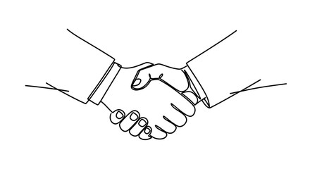 Fototapeta premium Business Partnership Handshake - Continuous Line Drawing
