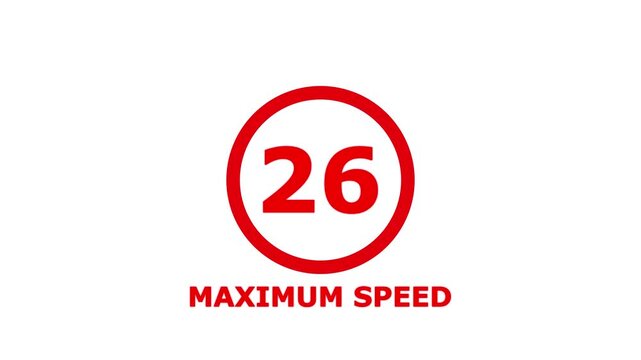 Maximum Speed 26 Traffic Sign &ndash; Regulatory Road Safety Symbol Isolated on White Background. Shin Tomei expressway speed limit 26 road sign.