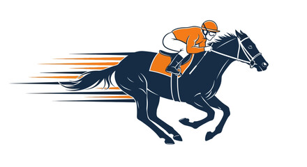 Jockey rides horse fast on track with motion lines behind © Hussnain