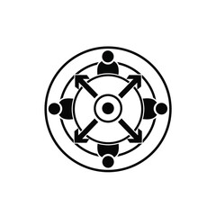 Vector illustration icon simple black and white illustration of people connected in a circular diagram