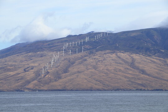 Windmills of the West Maui mountains near Lahaina, Hawaii