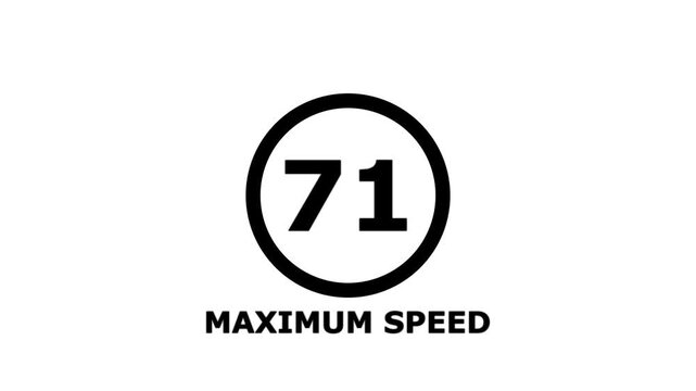 Maximum Speed 71 Traffic Sign &ndash; Regulatory Road Safety Symbol Isolated on White Background. Shin Tomei expressway speed limit 71 road sign.