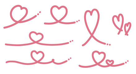 くるんとした手描きの太い線のハートのベクターセット素材