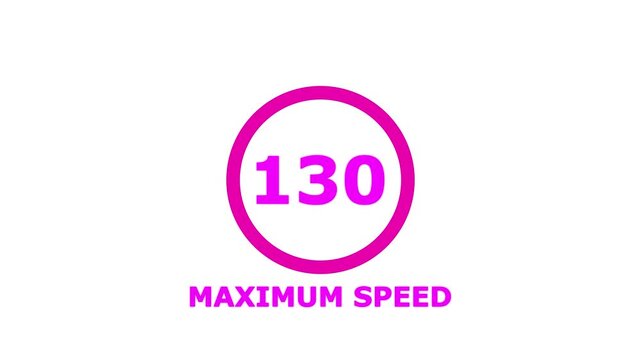 Maximum Speed 130 Traffic Sign &ndash; Regulatory Road Safety Symbol Isolated on White Background. Shin Tomei expressway speed limit 130 road sign.