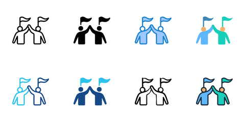 Diplomatic Relation icons set multiple style collection. Editable stroke 
