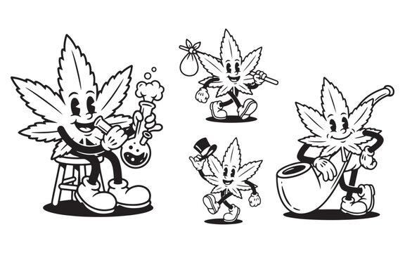 marijuana leaf cartoon characters smoking