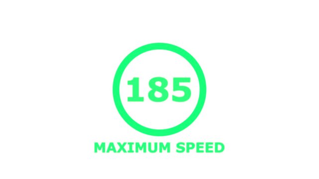Maximum Speed 185 Traffic Sign &ndash; Regulatory Road Safety Symbol Isolated on White Background. Shin Tomei expressway speed limit 185 road sign.