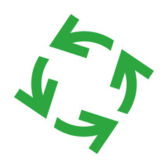 Obraz premium リサイクルマーク 緑の循環矢印ループアイコン 環境やサステナブルを表すシンプルベクター素材 / Recycling symbol green circular arrows loop icon for sustainability and eco design vector