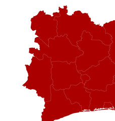 Fototapeta premium Côte d'Ivoire Map Red Single Color Vector