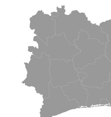 Fototapeta premium Côte d'Ivoire Map Gray Single Color Vector