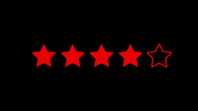 4 Star Rating Animation with Minimalist Five Star Outline on Black Background