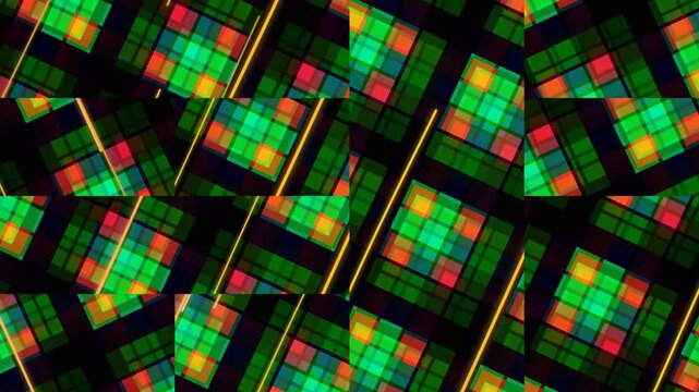 Abstract geometric pattern with colorful squares and lines