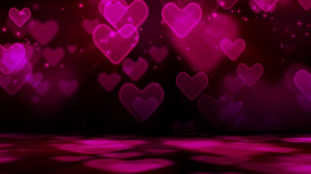pink hearts on a dark background