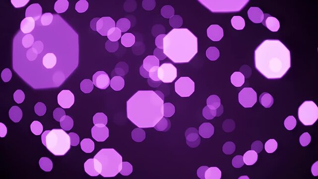 Purple bokeh effect on black background, with circles and octagons