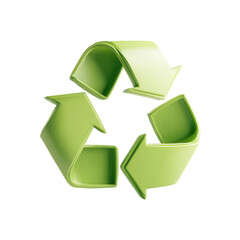 Green recycling symbol arrows on transparent background