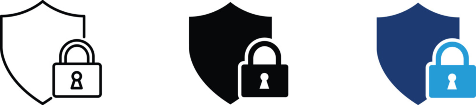 Security shield with padlock icon showing data protection and cyber security. Information technology illustration for privacy defense, network safety, encrypted access, and secure authentication.