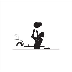  Pizza Chef Tossing Dough Silhouette