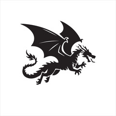  Black Dragon Silhouette Vector Image