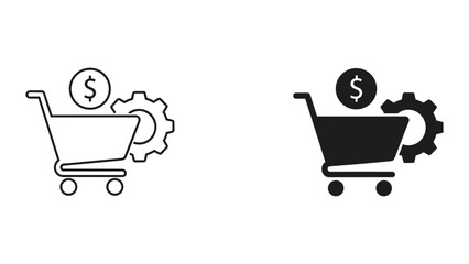 E-commerce shopping cart with gear and dollar symbol for business finance © Shahriyar Rasel