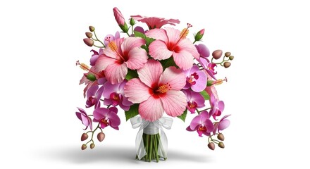 Beautiful bouquet of pink flowers in vase.