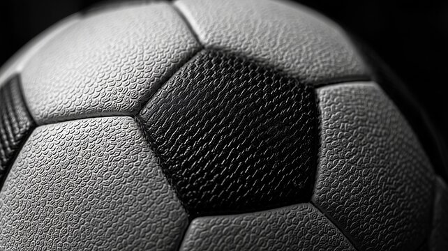 サッカーボールの質感が伝わるクローズアップ写真。スポーツ関連のデザインや記事に最適な素材。