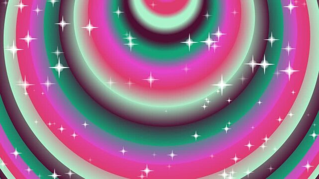 Vibrant concentric circles with glowing effect and sparkles in a mesmerizing radial pattern