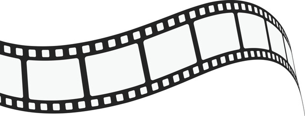 Curved film strip frame isolated black and white vector illustration cinema photography reel design element background template