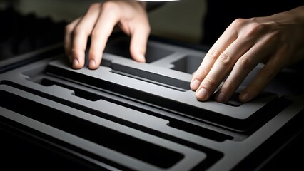 Fototapeta premium Hands Assembling Electronic Device Components.