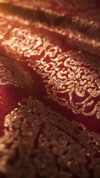 Red and Gold Ornamental Fabric Texture
