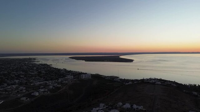 Lateral shot of the Mogote bay in La Paz, BCS