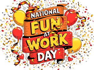 Fototapeta premium National fun at work day celebration with colorful balloons and confetti