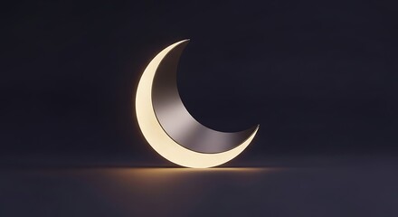 Obraz premium Crescent moon glowing softly in the dark night sky serene landscape view