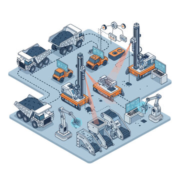 Oil Rig Extraction Process Illustration.