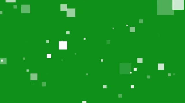 White square particles motion graphics with green screen background