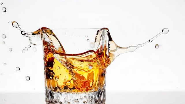 Vodka ice splashes on white background