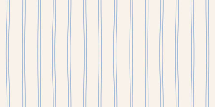 Abstract seamless classic modern horizontal pattern of thin vertical paired blue stripes in a row on white background; simple hand-drawn vector illustration in flat style