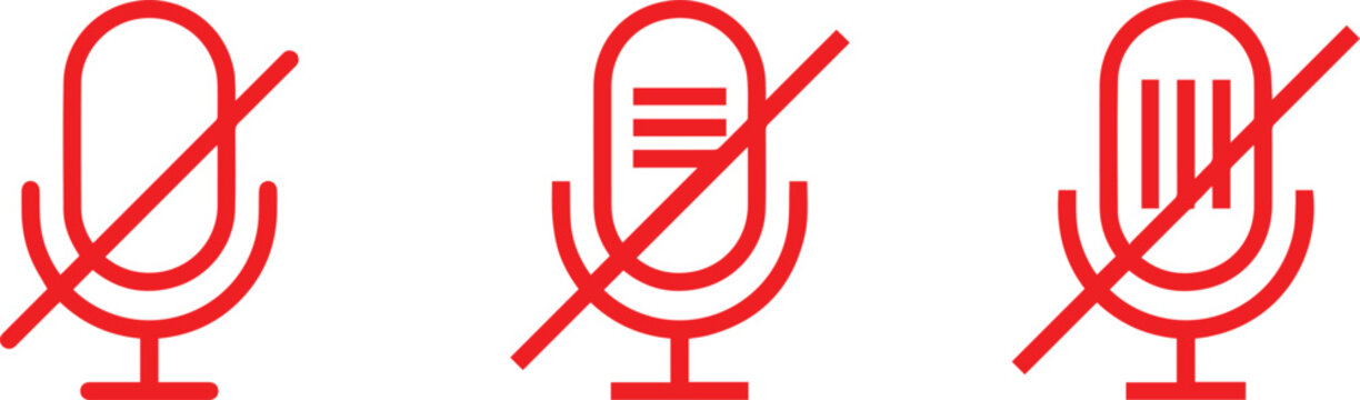 Podcast mic microphone off icon animation. Microphone Icons symbol Set of line Microphone icons. Vector illustration .