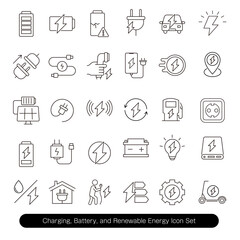 充電・バッテリー・再生可能エネルギーアイコンセット