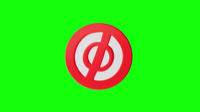 3D No target sign, forbidden sign with target icon, animated on green screen background