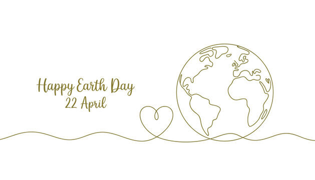 Vector illustration of earth with heart on world earth day 22 april