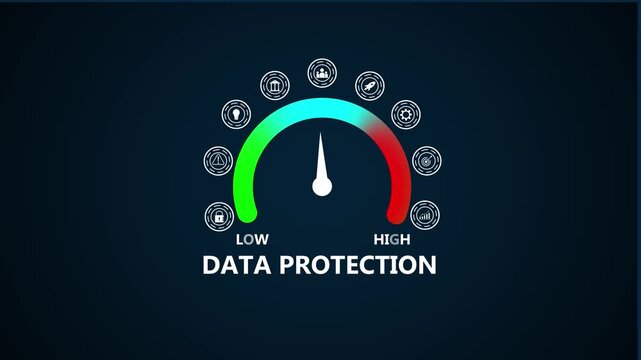 Data Protection Meter Gauge with Low to Security Level Indicator low to security protection level indicator