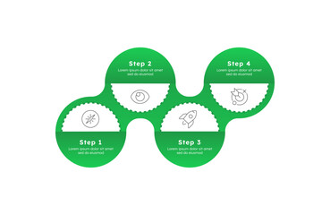 Opportunity for company growth green round horizontal timeline infographic 4 steps. Productivity maintaining in business organization. Editable thin line icons diagram process. Lexend font used