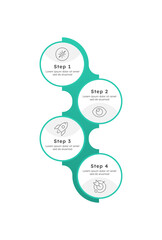Opportunity for company growth green circle vertical timeline infographic 4 steps. Productivity maintaining in business organization. Editable thin line icons diagram process. Lexend font used