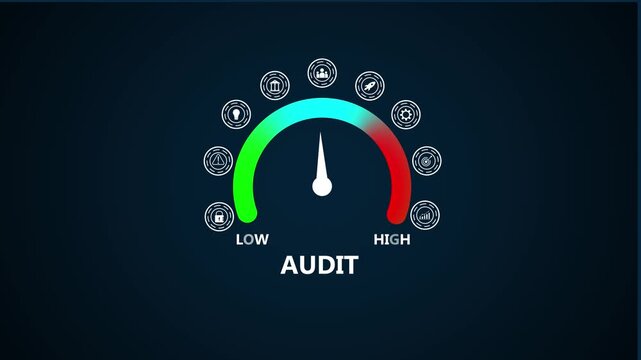 Audit Risk Assessment Gauge with Business Finance Concept meter