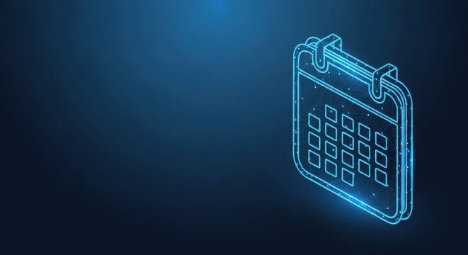 Illuminated Isometric Calendar Icon for Digital Planning and Scheduling