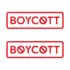 A red rectangle vector with a rubber stamp effect that says boycott