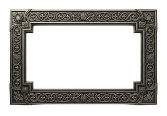 medieval metallic frame isolated for game UI banner template and graphic resource
