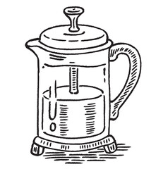 Obraz premium hand drawn illustration of coffee plunger