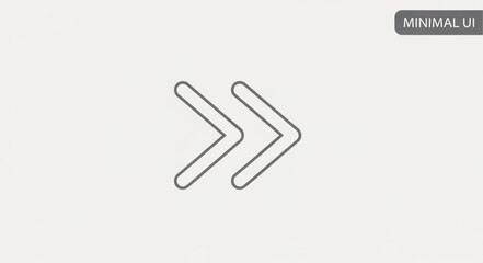 Obraz premium Double chevron arrow icon pointing right on a light gray background.
