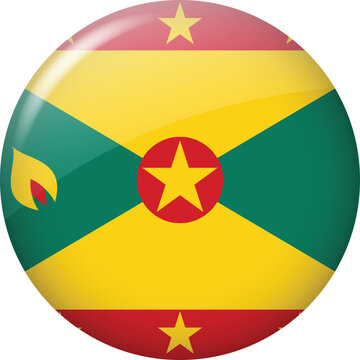 Grenada Flag Glossy Round Button Icon